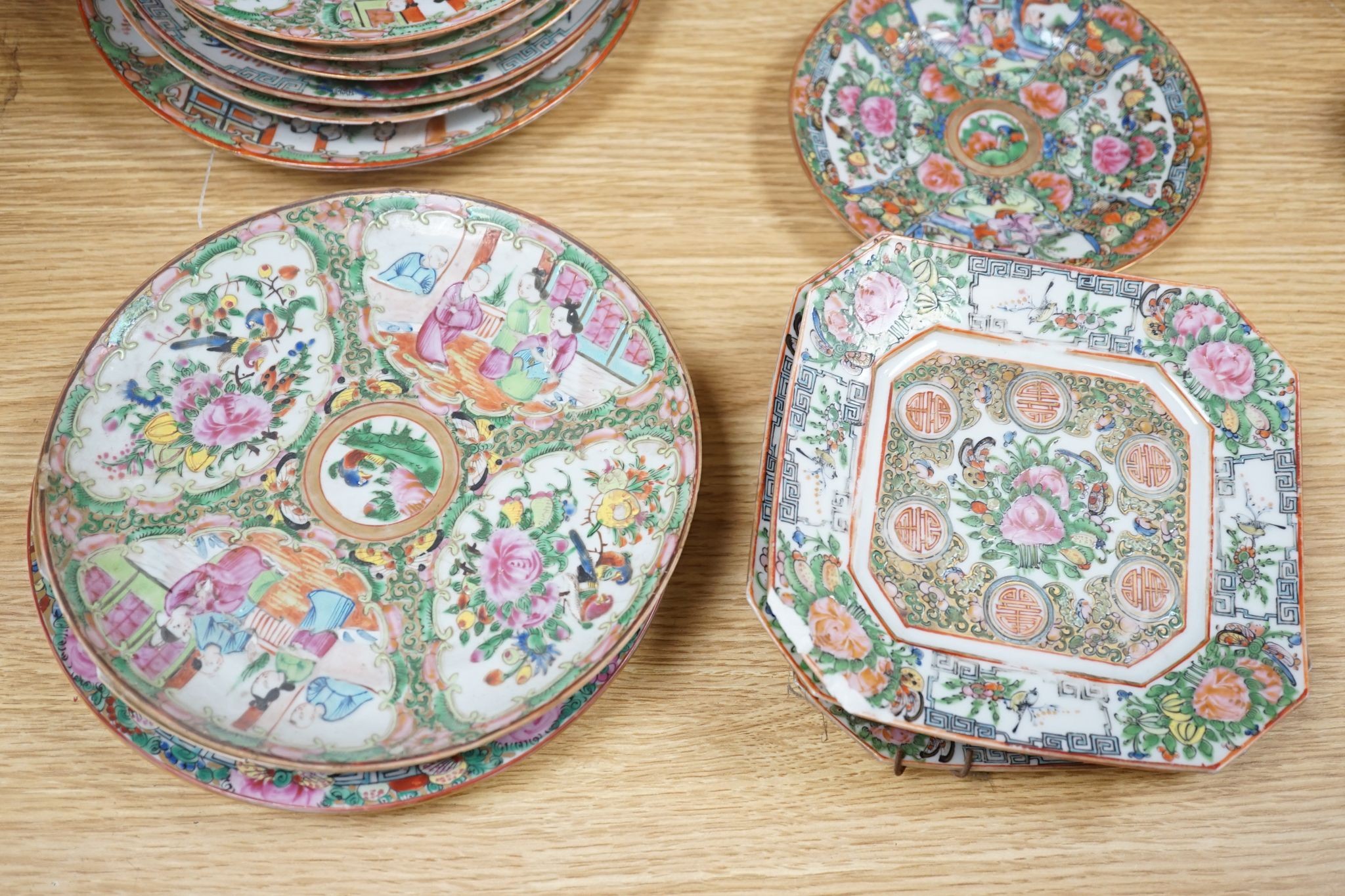 A group of Canton famille rose dishes